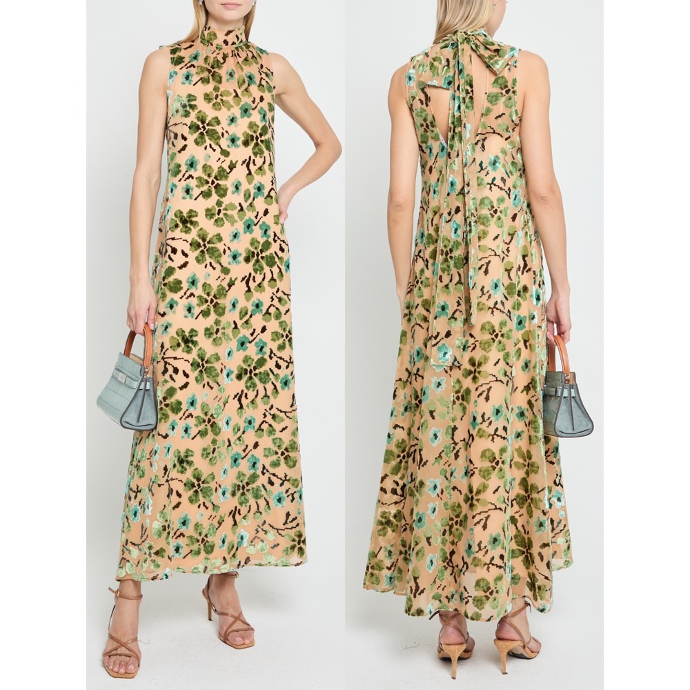 NWT o.p.t Vienne Halter Tie Neck Maxi Dress - Size Medium